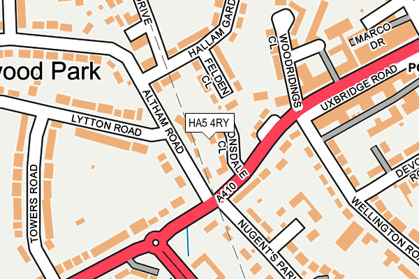 HA5 4RY map - OS OpenMap – Local (Ordnance Survey)
