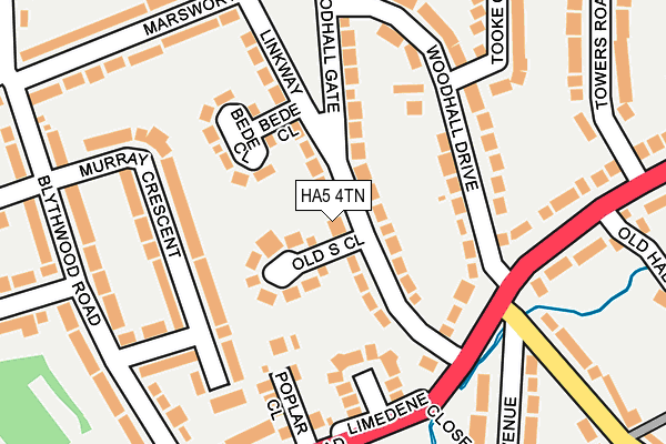 HA5 4TN map - OS OpenMap – Local (Ordnance Survey)