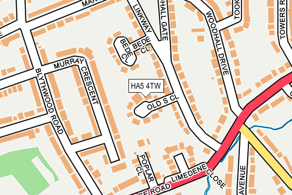 HA5 4TW map - OS OpenMap – Local (Ordnance Survey)