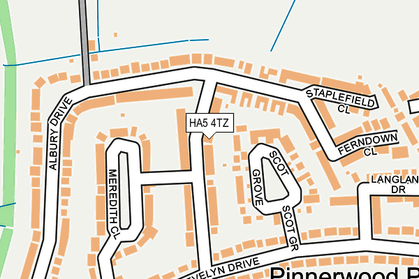 HA5 4TZ map - OS OpenMap – Local (Ordnance Survey)