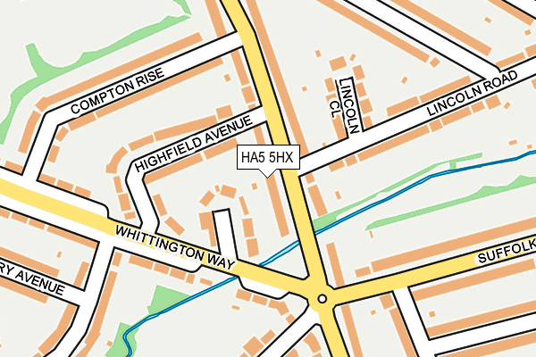 HA5 5HX map - OS OpenMap – Local (Ordnance Survey)