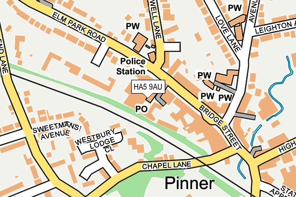 HA5 9AU map - OS OpenMap – Local (Ordnance Survey)