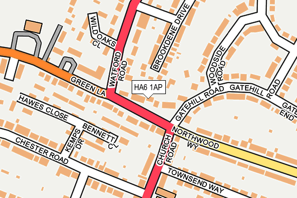 HA6 1AP map - OS OpenMap – Local (Ordnance Survey)