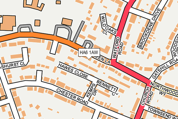 HA6 1AW map - OS OpenMap – Local (Ordnance Survey)