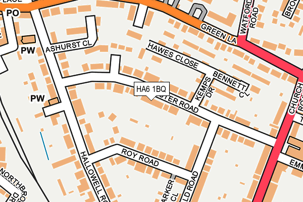HA6 1BQ map - OS OpenMap – Local (Ordnance Survey)