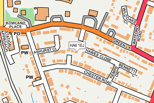 HA6 1EJ map - OS OpenMap – Local (Ordnance Survey)