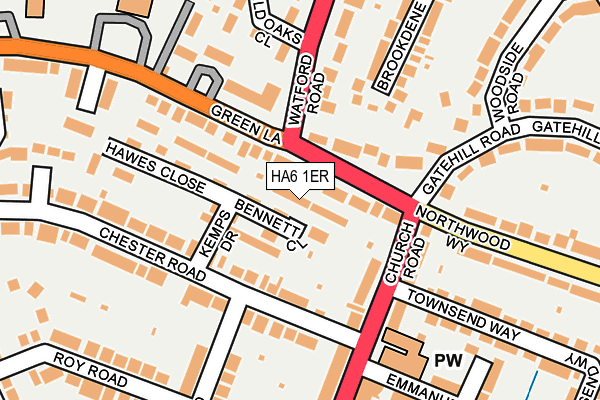 HA6 1ER map - OS OpenMap – Local (Ordnance Survey)