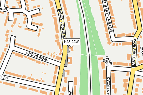 HA6 2AW map - OS OpenMap – Local (Ordnance Survey)