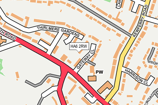 HA6 2RW map - OS OpenMap – Local (Ordnance Survey)