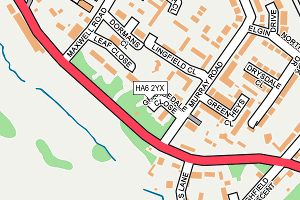 HA6 2YX map - OS OpenMap – Local (Ordnance Survey)