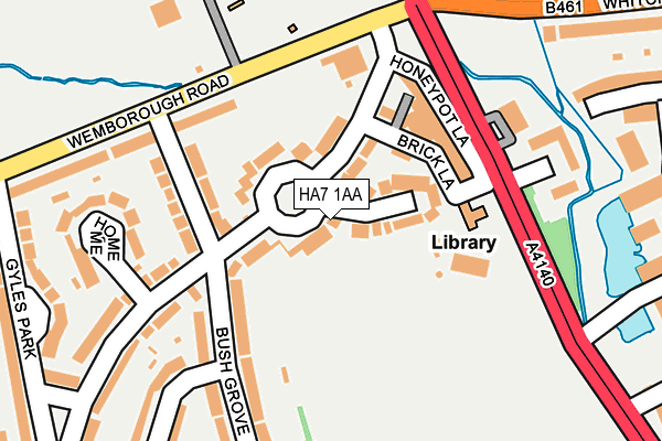 HA7 1AA map - OS OpenMap – Local (Ordnance Survey)