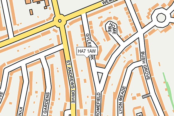 HA7 1AW map - OS OpenMap – Local (Ordnance Survey)
