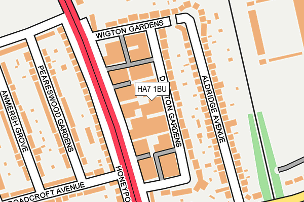 HA7 1BU map - OS OpenMap – Local (Ordnance Survey)