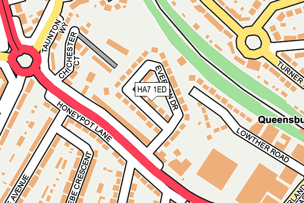 HA7 1ED map - OS OpenMap – Local (Ordnance Survey)