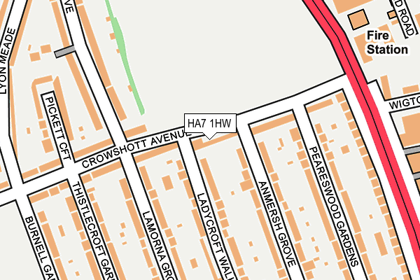 HA7 1HW map - OS OpenMap – Local (Ordnance Survey)