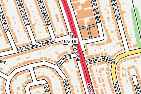 HA7 1JF map - OS OpenMap – Local (Ordnance Survey)