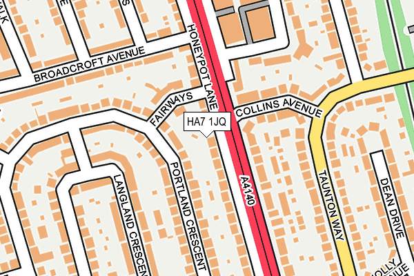 HA7 1JQ map - OS OpenMap – Local (Ordnance Survey)