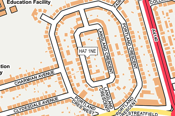 HA7 1NE map - OS OpenMap – Local (Ordnance Survey)