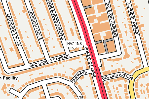 HA7 1NS map - OS OpenMap – Local (Ordnance Survey)