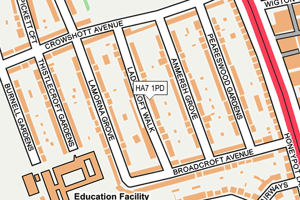 HA7 1PD map - OS OpenMap – Local (Ordnance Survey)