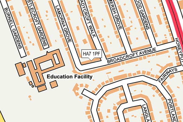 HA7 1PF map - OS OpenMap – Local (Ordnance Survey)