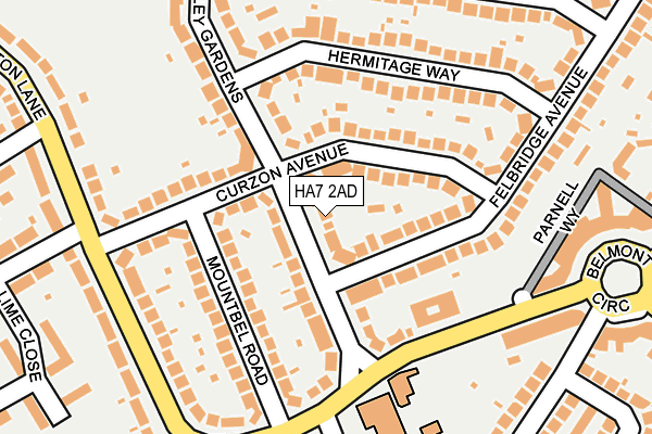 HA7 2AD map - OS OpenMap – Local (Ordnance Survey)