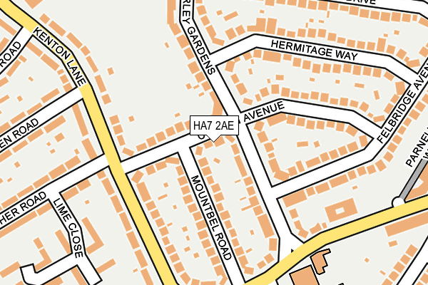 HA7 2AE map - OS OpenMap – Local (Ordnance Survey)