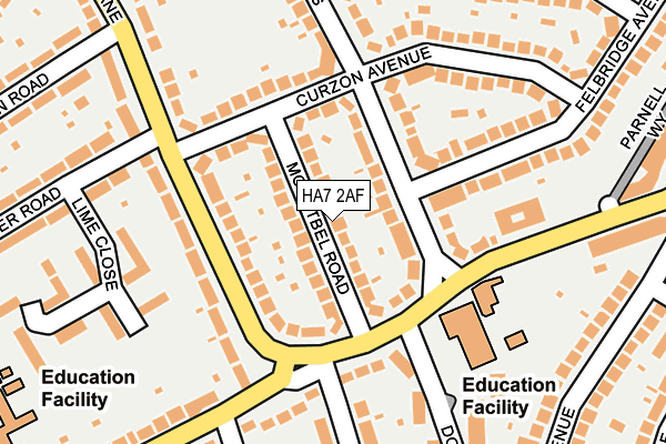 HA7 2AF map - OS OpenMap – Local (Ordnance Survey)