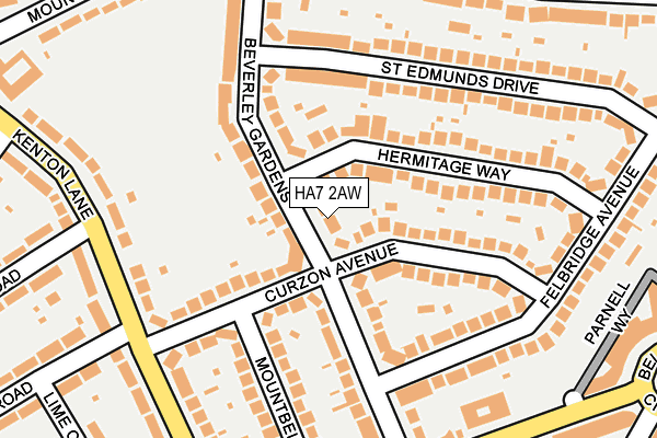 HA7 2AW map - OS OpenMap – Local (Ordnance Survey)