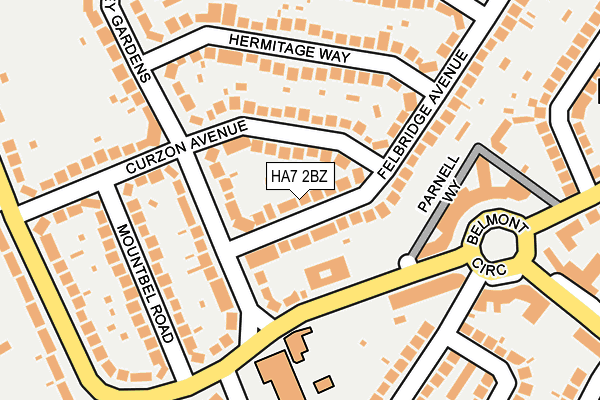 HA7 2BZ map - OS OpenMap – Local (Ordnance Survey)