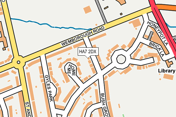 HA7 2DX map - OS OpenMap – Local (Ordnance Survey)
