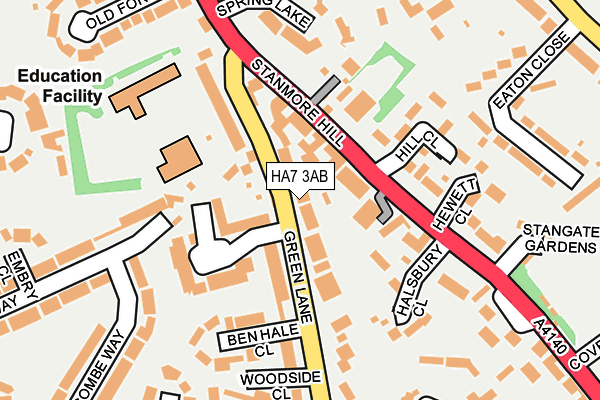 HA7 3AB map - OS OpenMap – Local (Ordnance Survey)