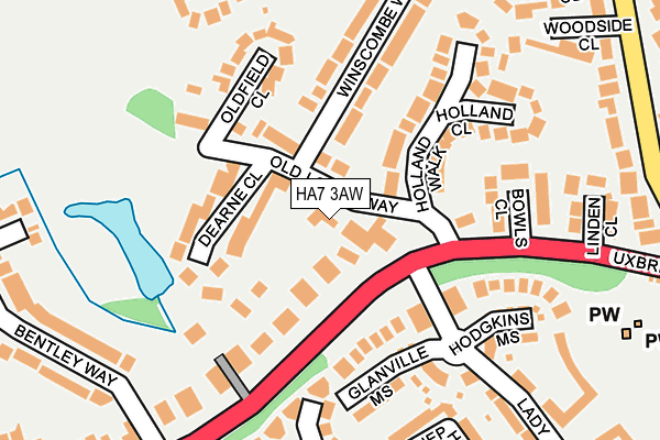 HA7 3AW map - OS OpenMap – Local (Ordnance Survey)