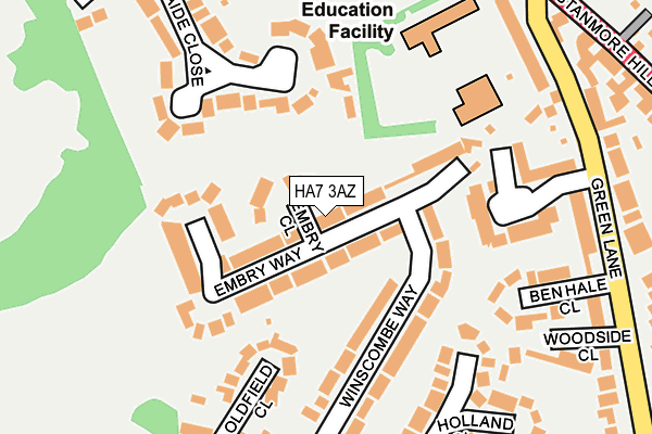 HA7 3AZ map - OS OpenMap – Local (Ordnance Survey)