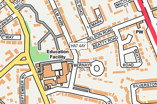 HA7 4AY map - OS OpenMap – Local (Ordnance Survey)