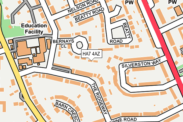 HA7 4AZ map - OS OpenMap – Local (Ordnance Survey)