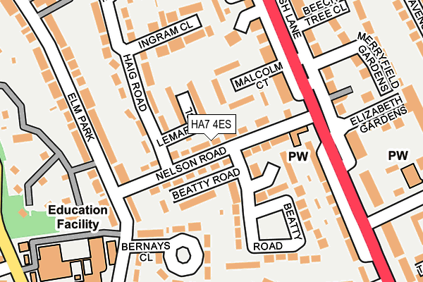 HA7 4ES map - OS OpenMap – Local (Ordnance Survey)