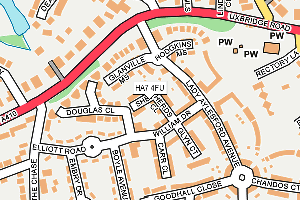 HA7 4FU map - OS OpenMap – Local (Ordnance Survey)