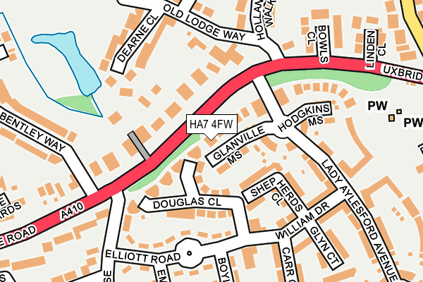 HA7 4FW map - OS OpenMap – Local (Ordnance Survey)