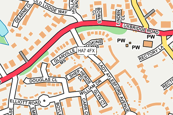 HA7 4FX map - OS OpenMap – Local (Ordnance Survey)