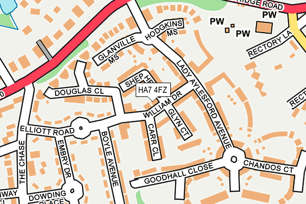 HA7 4FZ map - OS OpenMap – Local (Ordnance Survey)