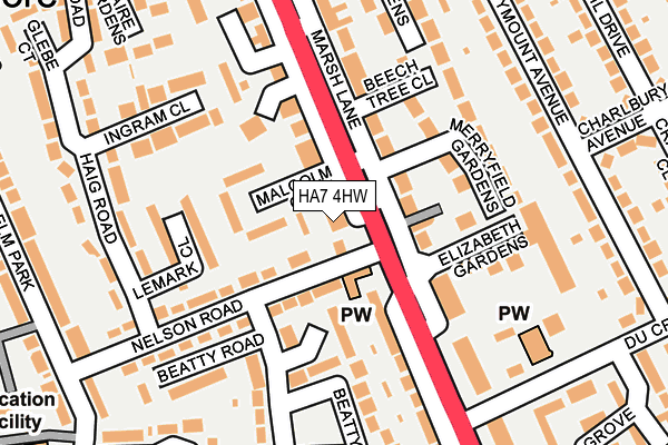 HA7 4HW map - OS OpenMap – Local (Ordnance Survey)