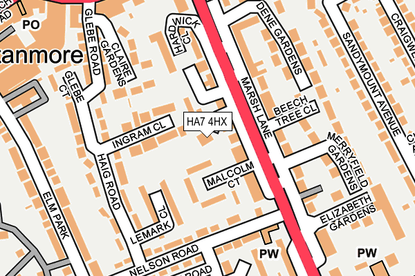HA7 4HX map - OS OpenMap – Local (Ordnance Survey)