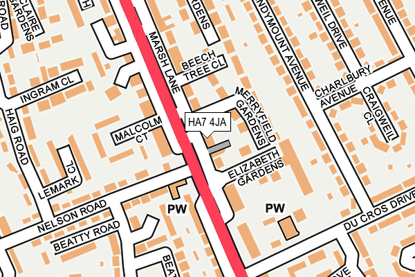 HA7 4JA map - OS OpenMap – Local (Ordnance Survey)