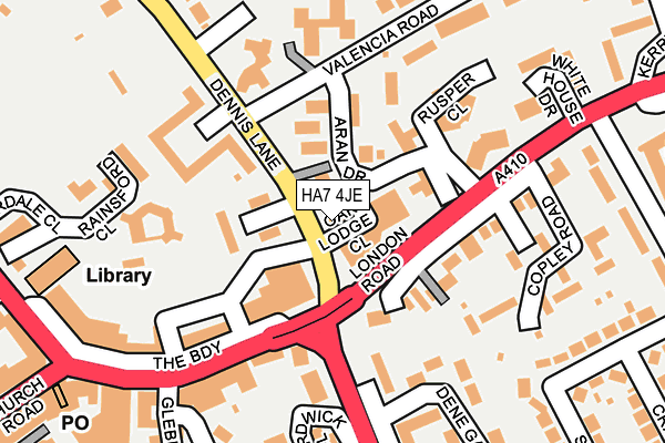 HA7 4JE map - OS OpenMap – Local (Ordnance Survey)