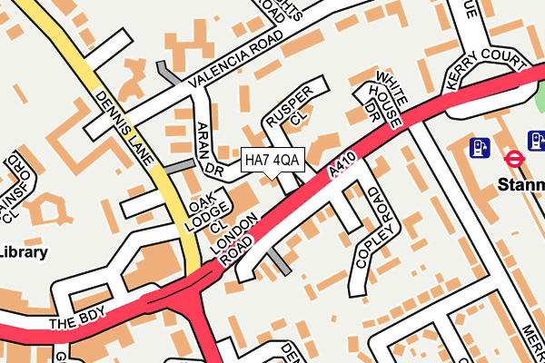 HA7 4QA map - OS OpenMap – Local (Ordnance Survey)