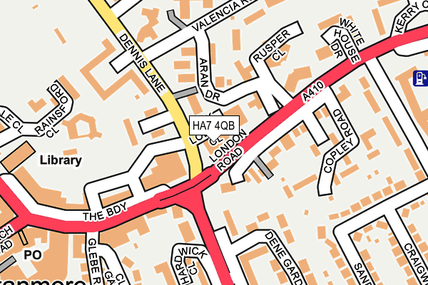 HA7 4QB map - OS OpenMap – Local (Ordnance Survey)
