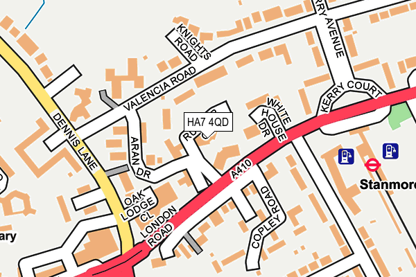 HA7 4QD map - OS OpenMap – Local (Ordnance Survey)
