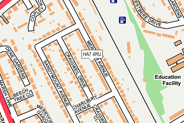 HA7 4RU map - OS OpenMap – Local (Ordnance Survey)