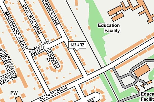 HA7 4RZ map - OS OpenMap – Local (Ordnance Survey)